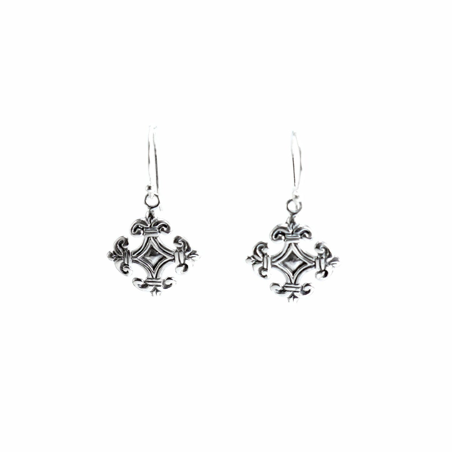 Cross earrings dangle 925 sterling silver antique finishing