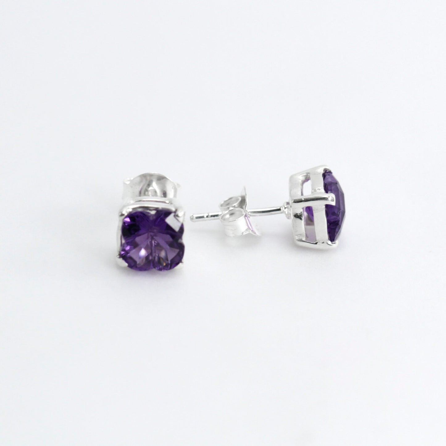 amethyst stud earrings set in 925 sterling silver
