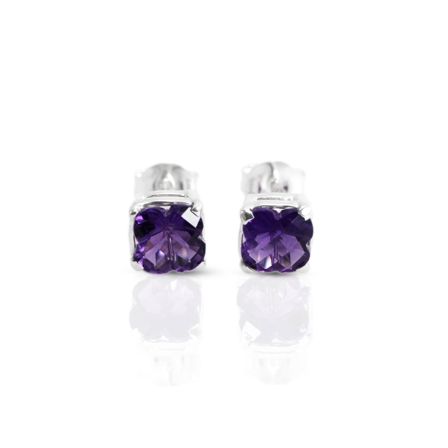 amethyst stud earrings set in 925 sterling silver