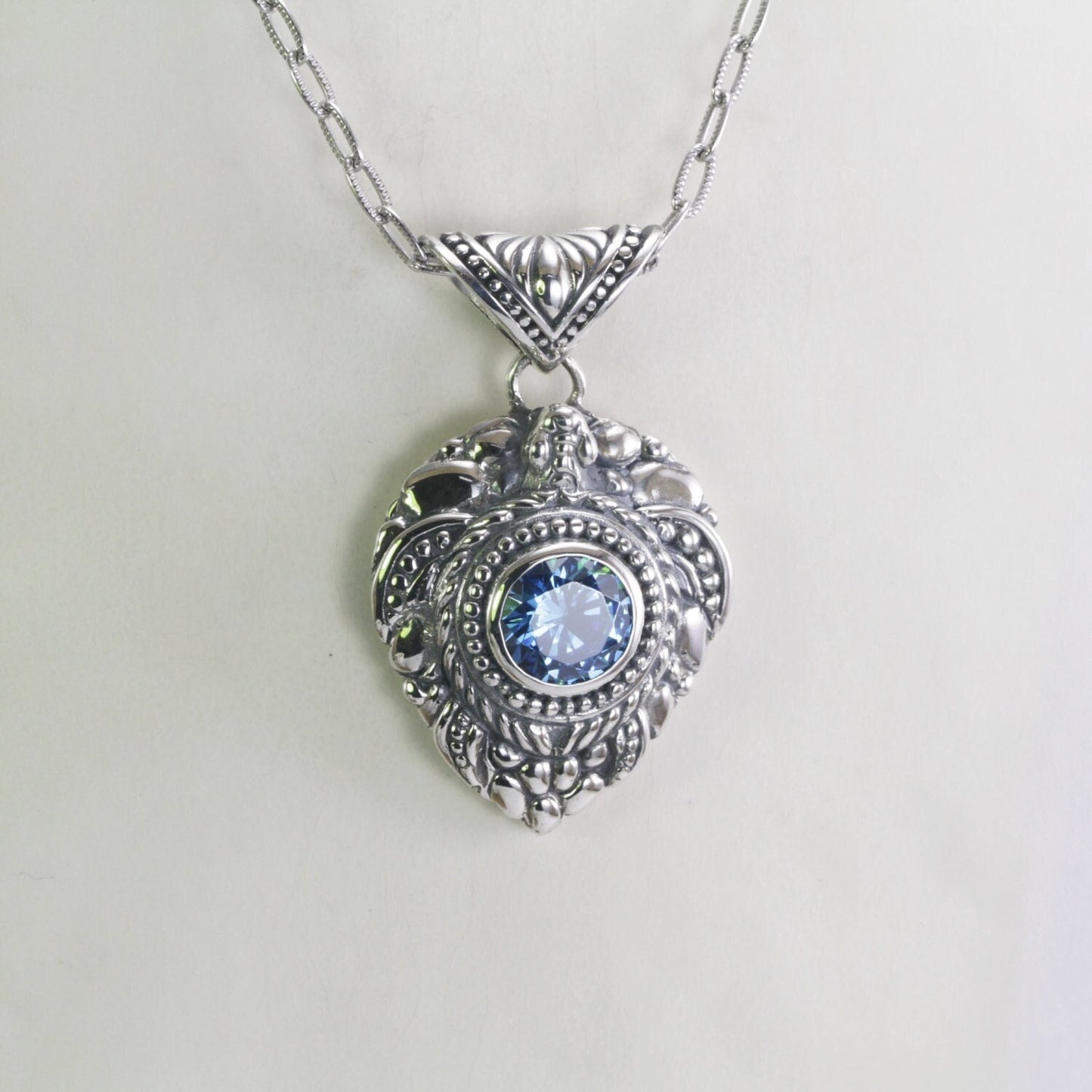 silver turtle pendant 925 sterling silver with 925 sterling silver decorated with genuine white topaz and swirl filigree
