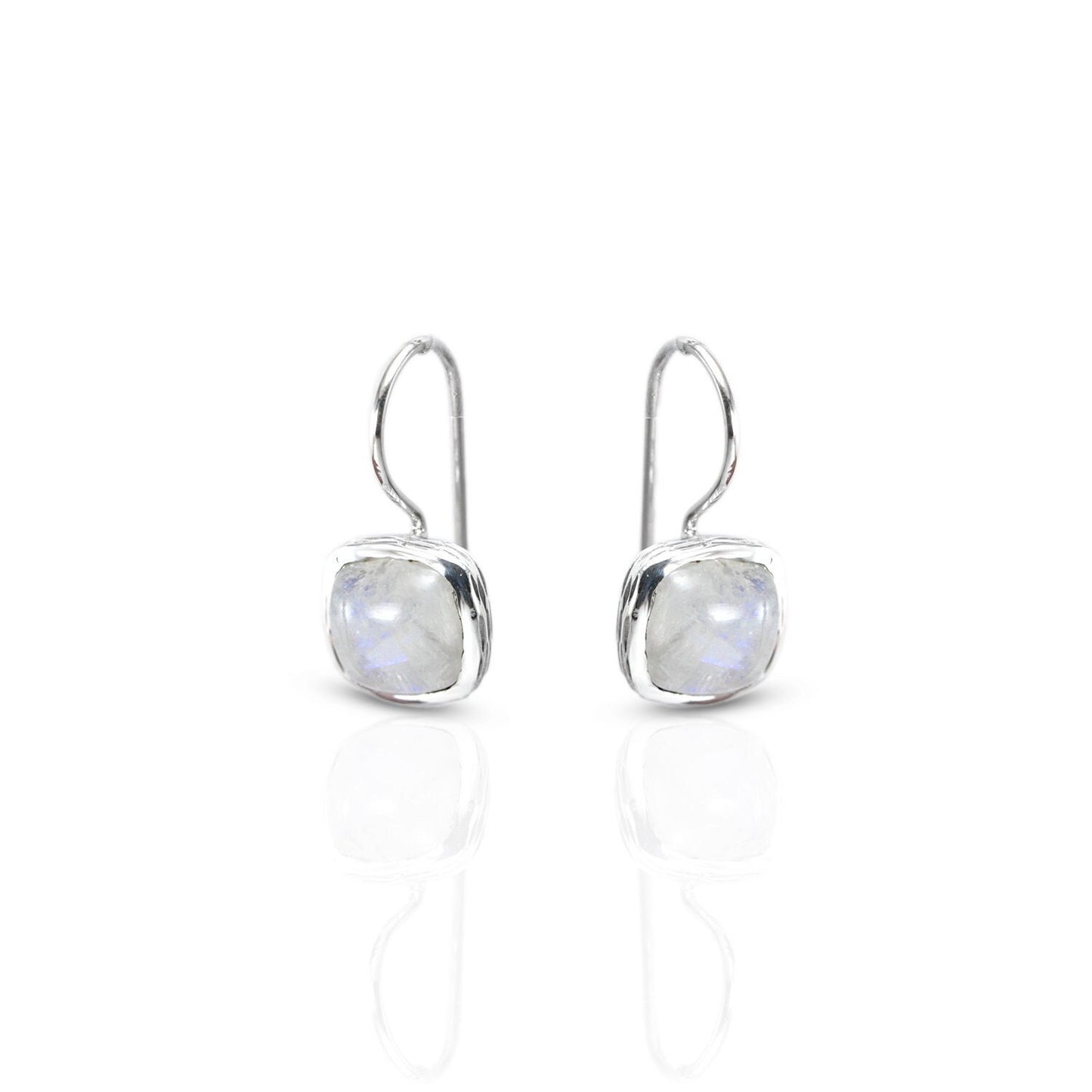 square moonstone earrings dangle 925 sterling silver, rainbow moonstone earrings