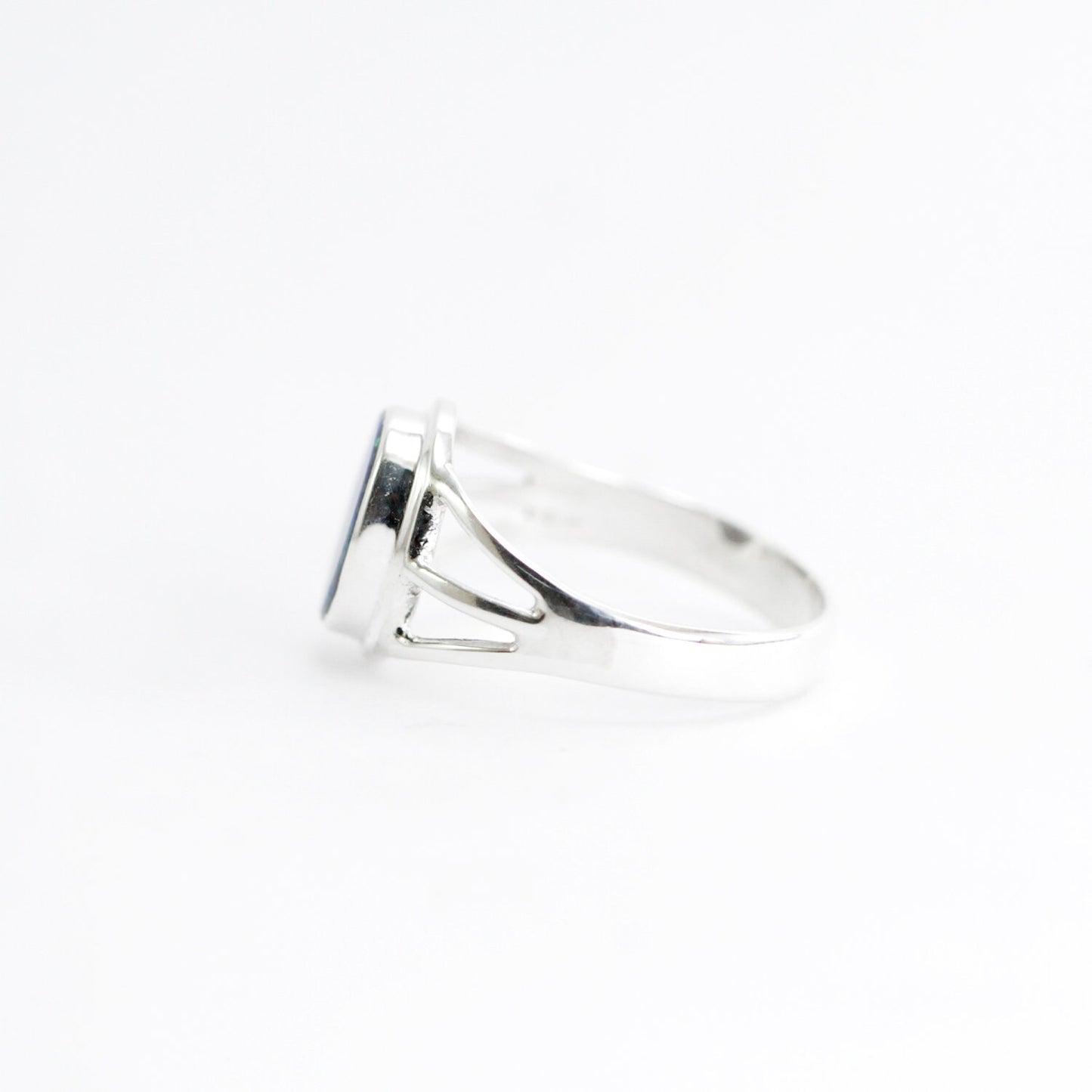 fire opal ring 925 sterling silver with three shank ring, Australian opal ring
