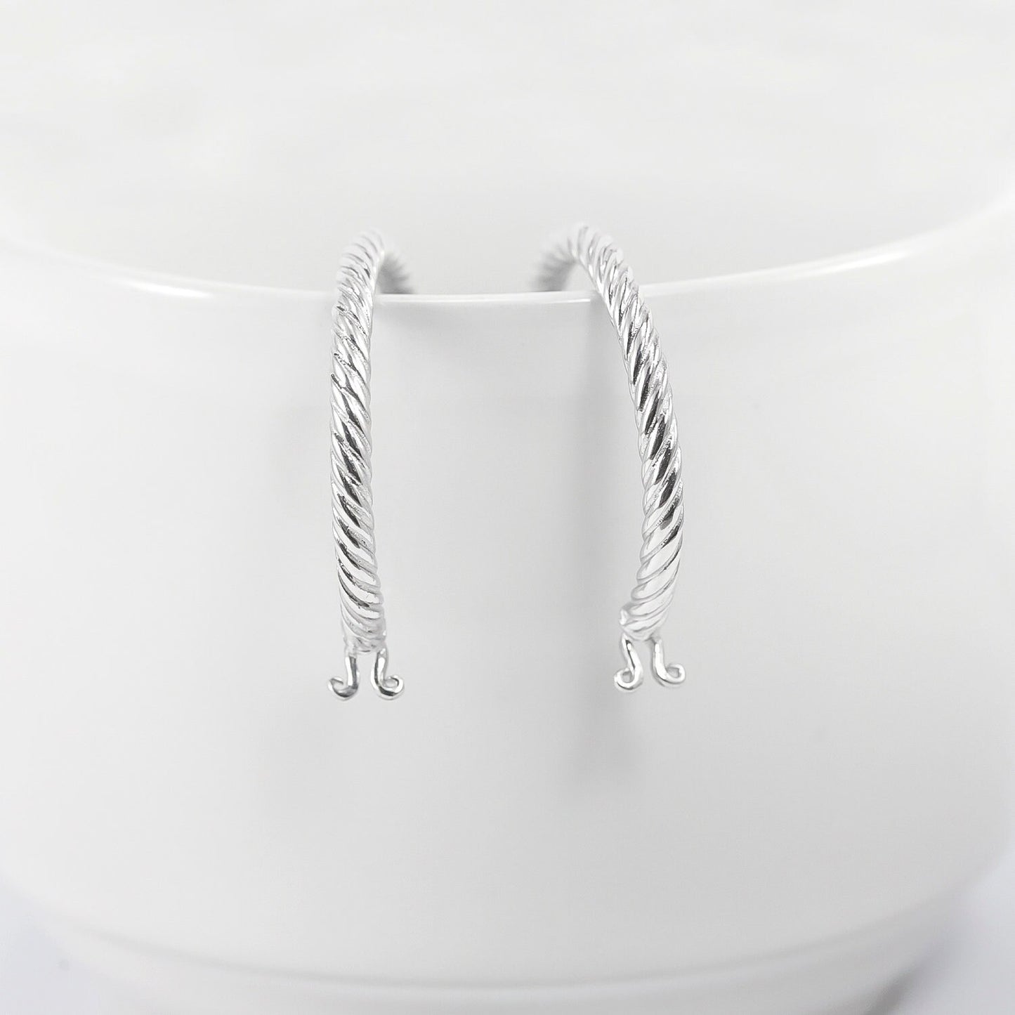 Hoop Earrings 925 sterling silver with cable style and push back closure 30 mm wide