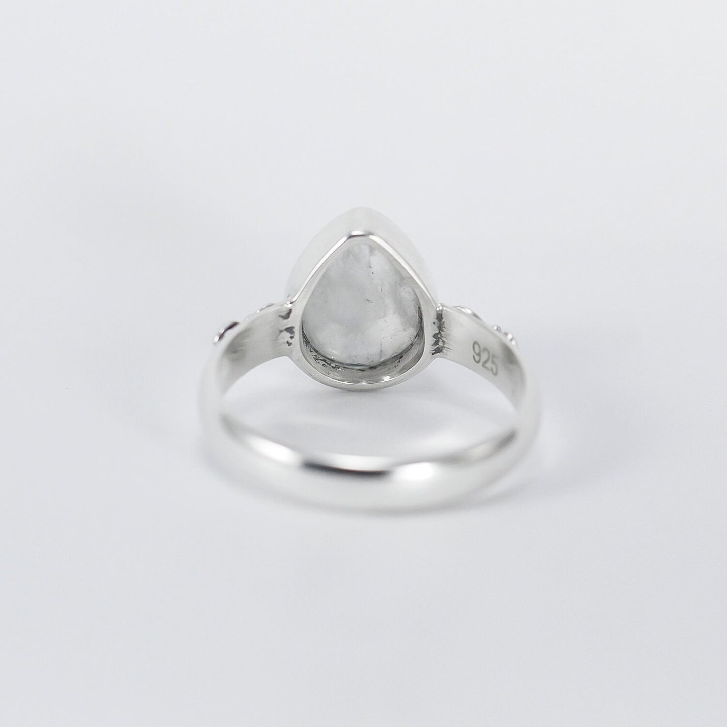 Moonstone ring 925 sterling silver with swirl filigree ornament