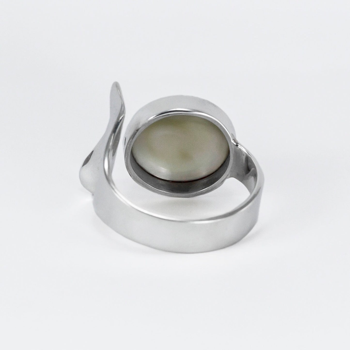 pink Mabe pearl ring set in 925 sterling silver handmade bezel adjustable size