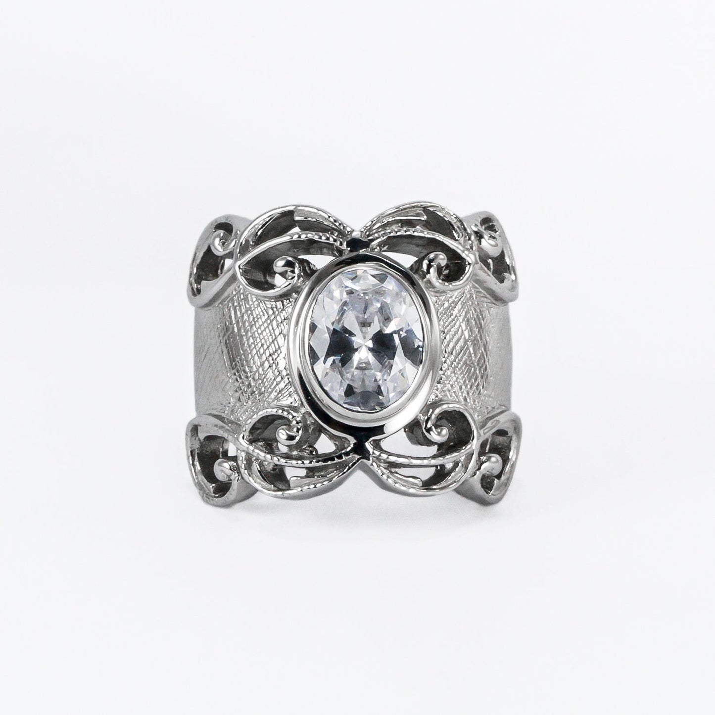 antique ring for women 925 sterling silver with white crystal