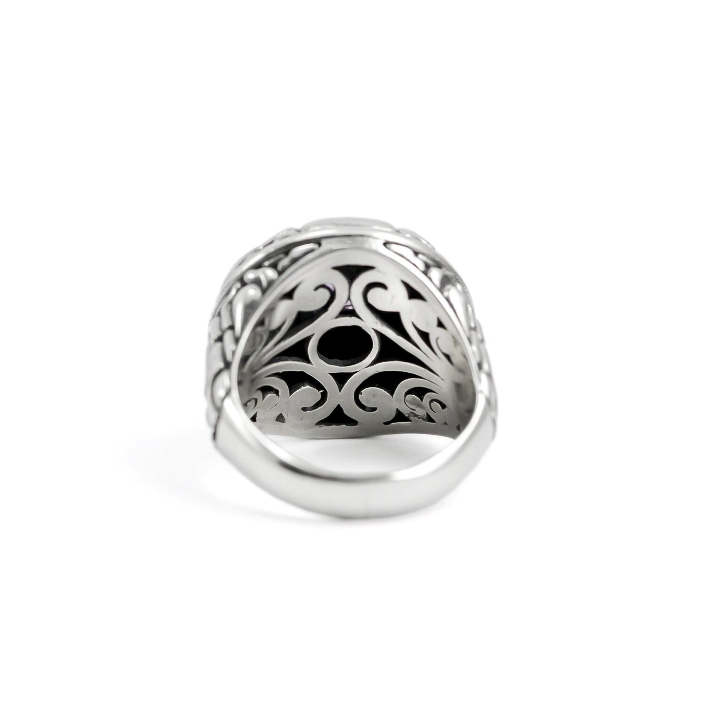 natural amethyst ring 925 sterling silver decorated with abstract art ornament