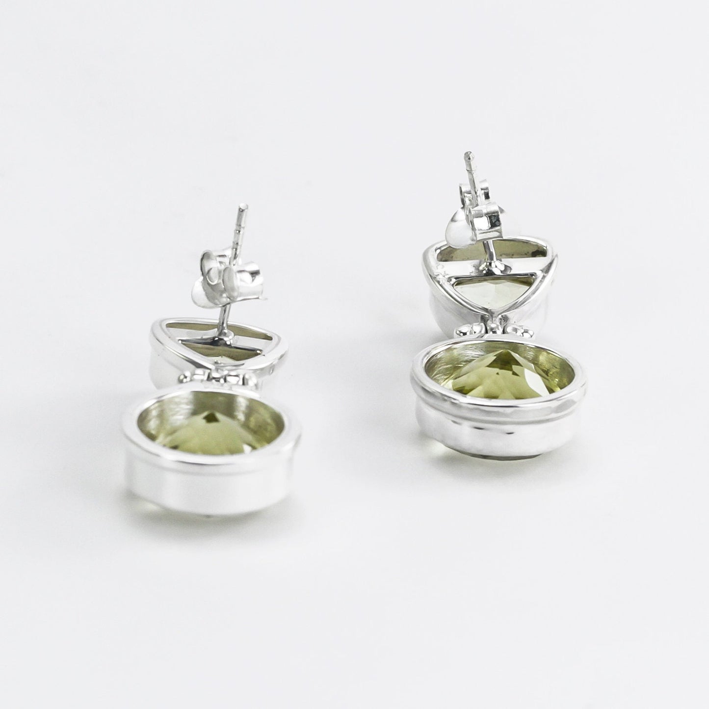 Lemon Quartz earrings stud dangle in 925 sterling silver, gems stone stud earrings dangle
