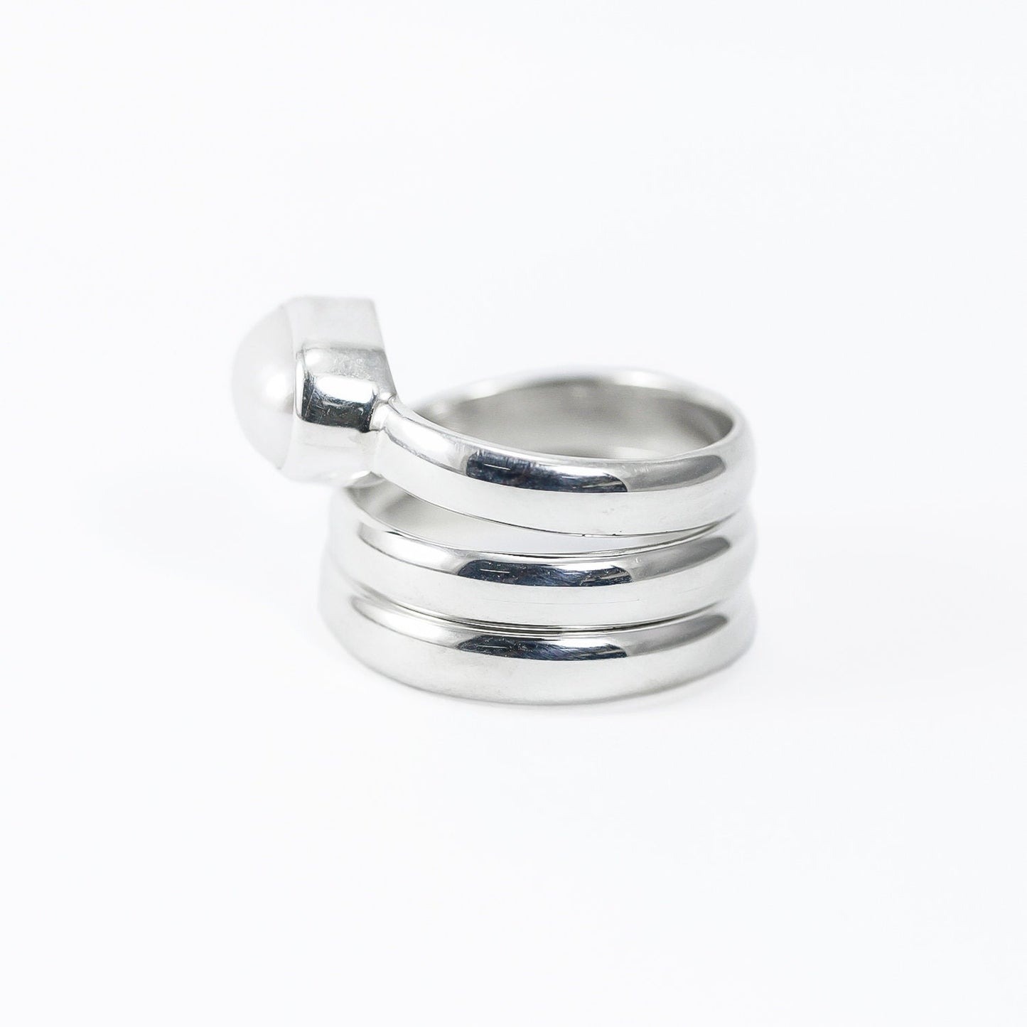 Pearl ring 925 sterling silver three bypass shank with genuine baroque pearl