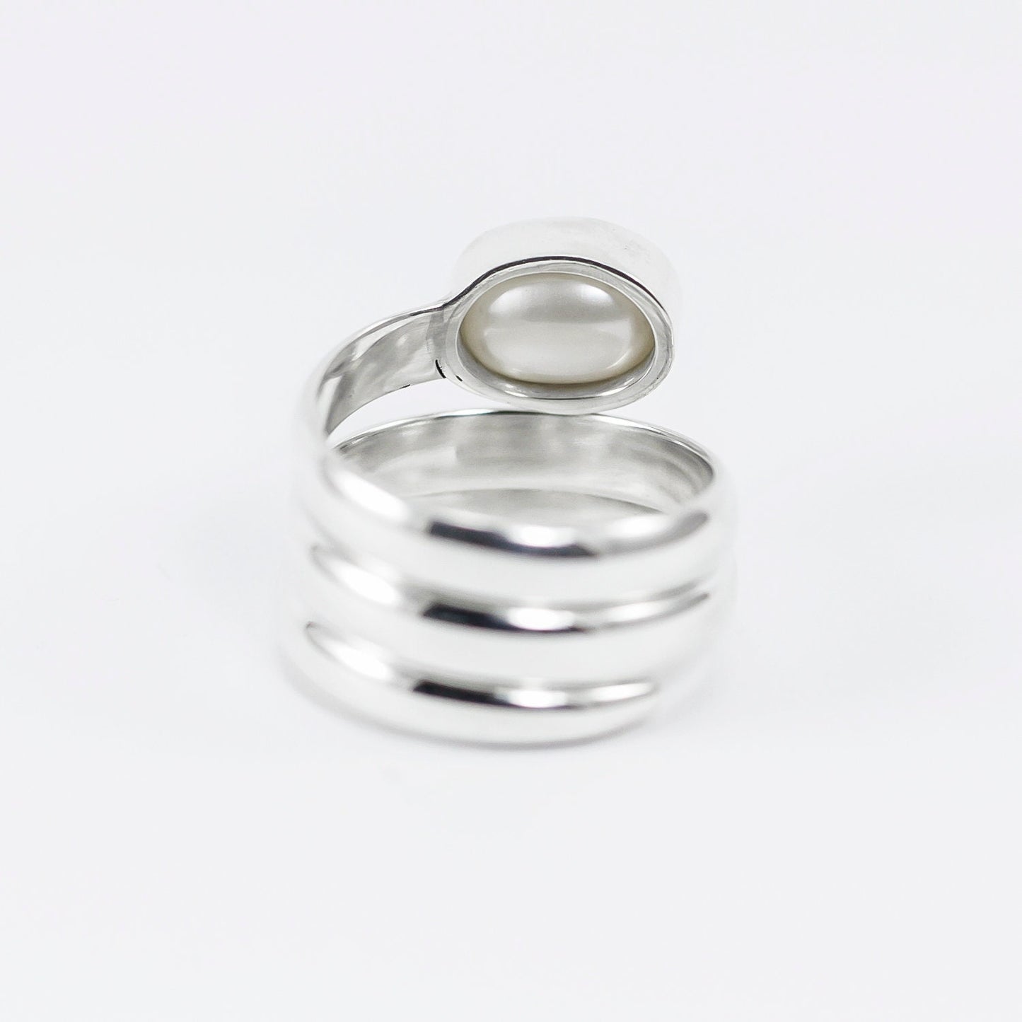 Pearl ring 925 sterling silver three bypass shank with genuine baroque pearl