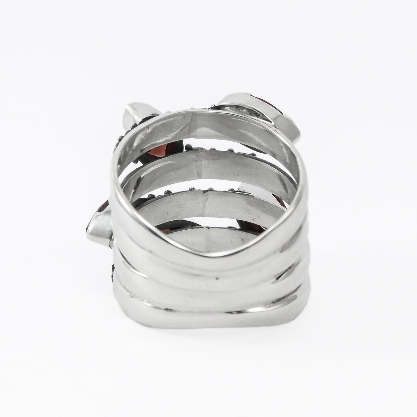 Red Garnet ring set in 925 sterling silver, multi stones ring