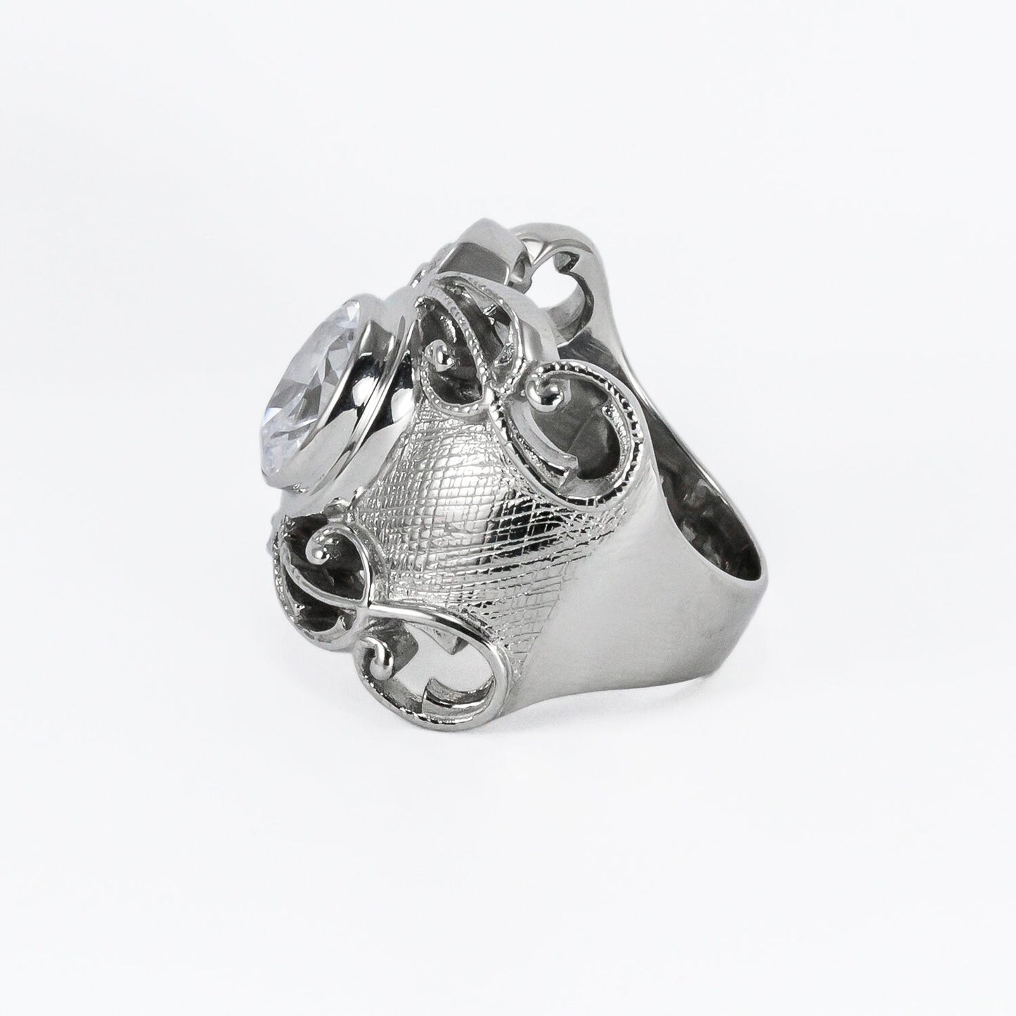 antique ring for women 925 sterling silver with white crystal