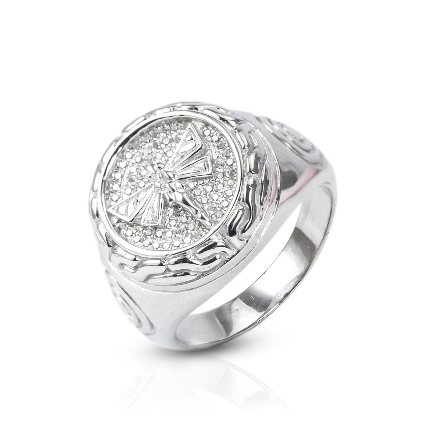 Dragonfly ring 925 sterling silver decorated with genuine white crystal