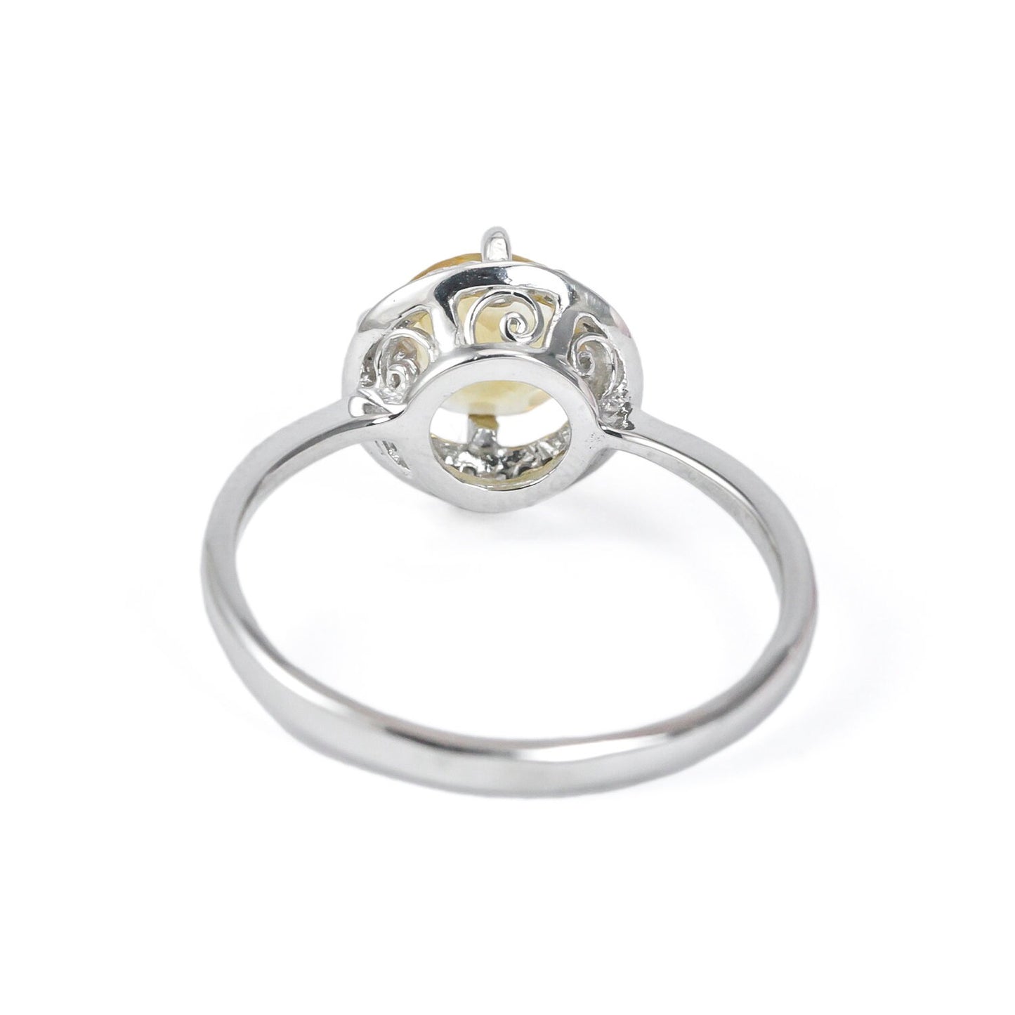solitaire ring 925 sterling silver with genuine yellow citrine decorated with white crystal