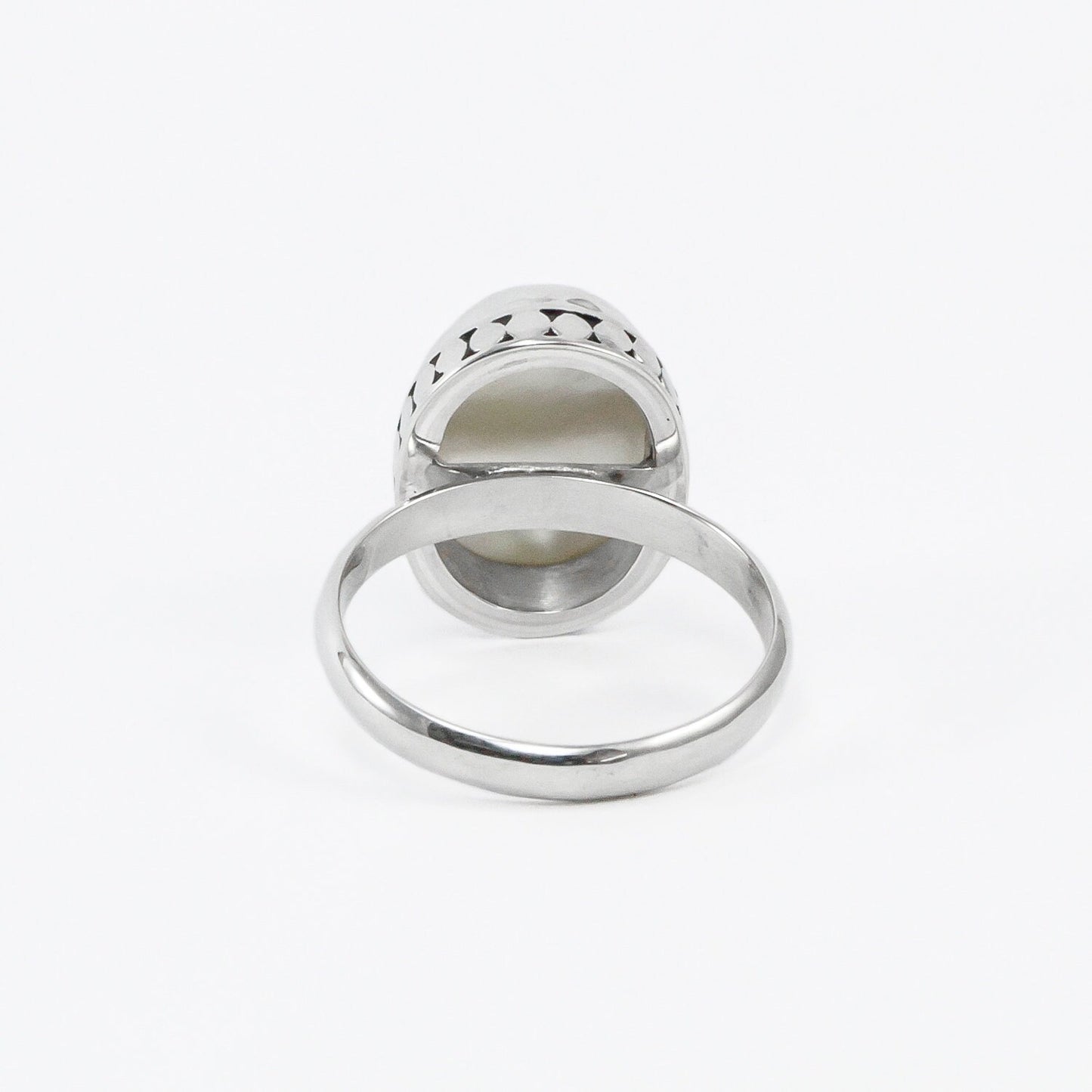 oval pearl ring 925 sterling silver with genuine cultured mabe pearl