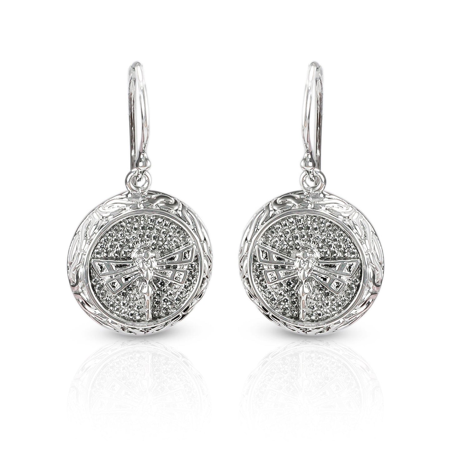 Dragonfly earrings 925 sterling silver decorated with micro setting stone