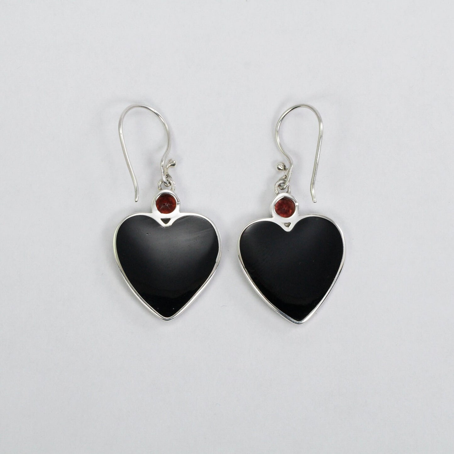 Dragonfly earrings 925 sterling silver with genuine garnet and black shell