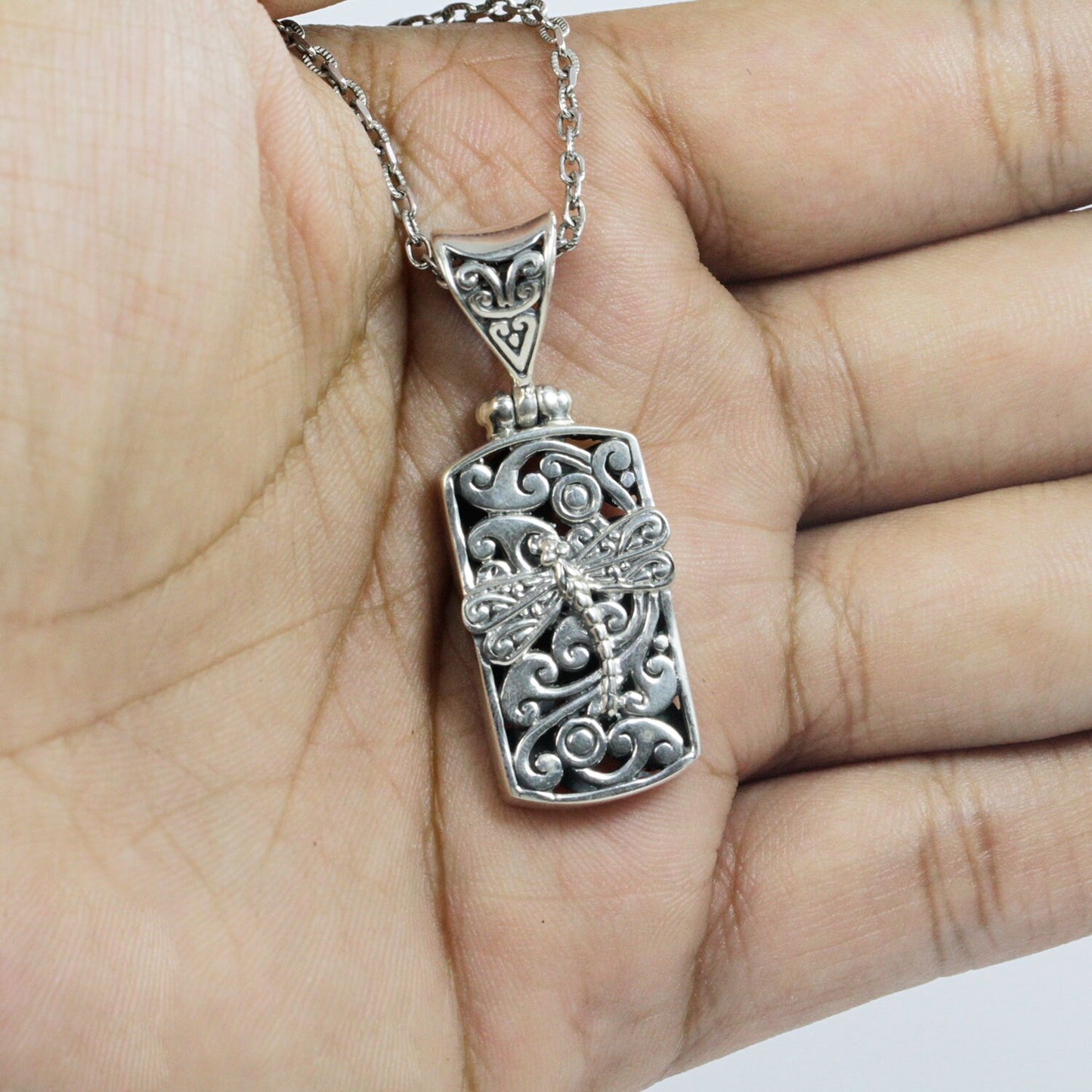 dragonfly pendant 925 sterling silver decorated with filigree ornament