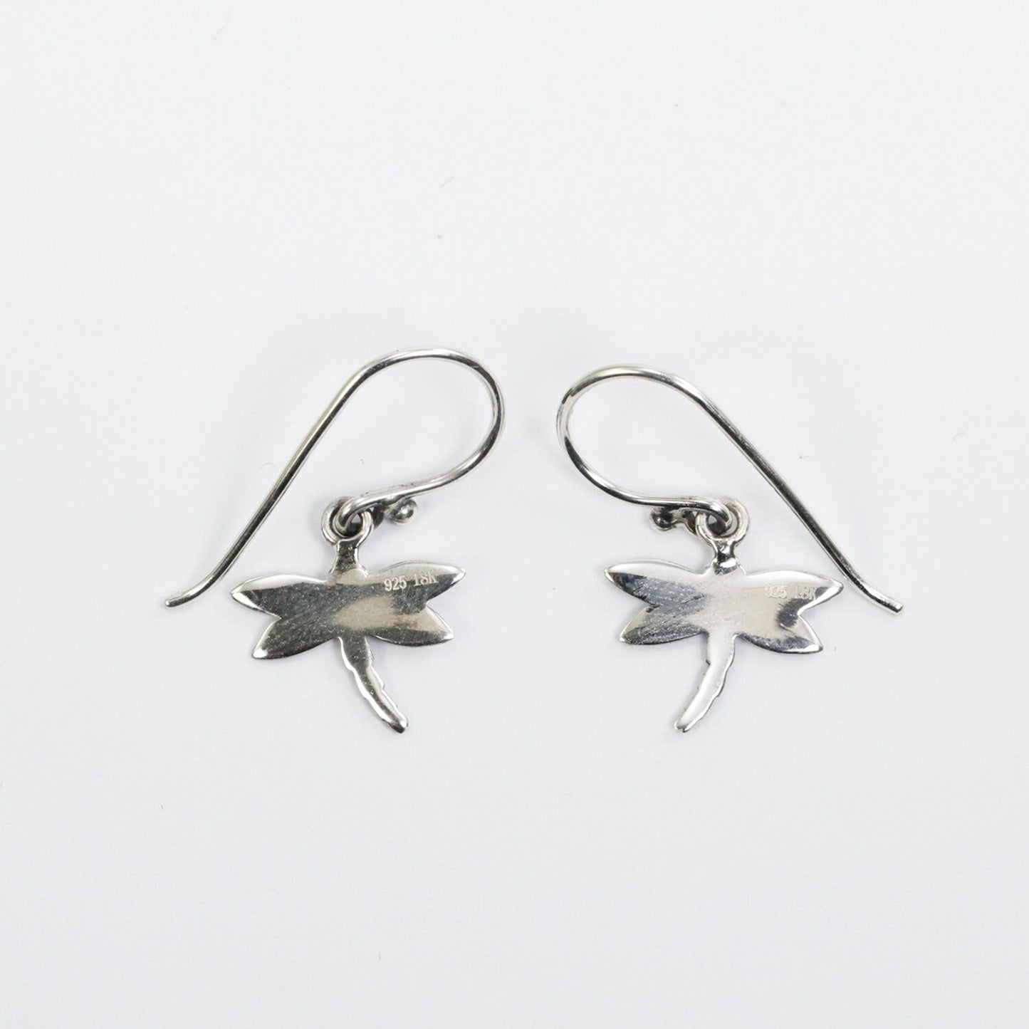 dragonfly earrings 925 sterling silver decorated with swirl filigree ornament and 18 K gold layer
