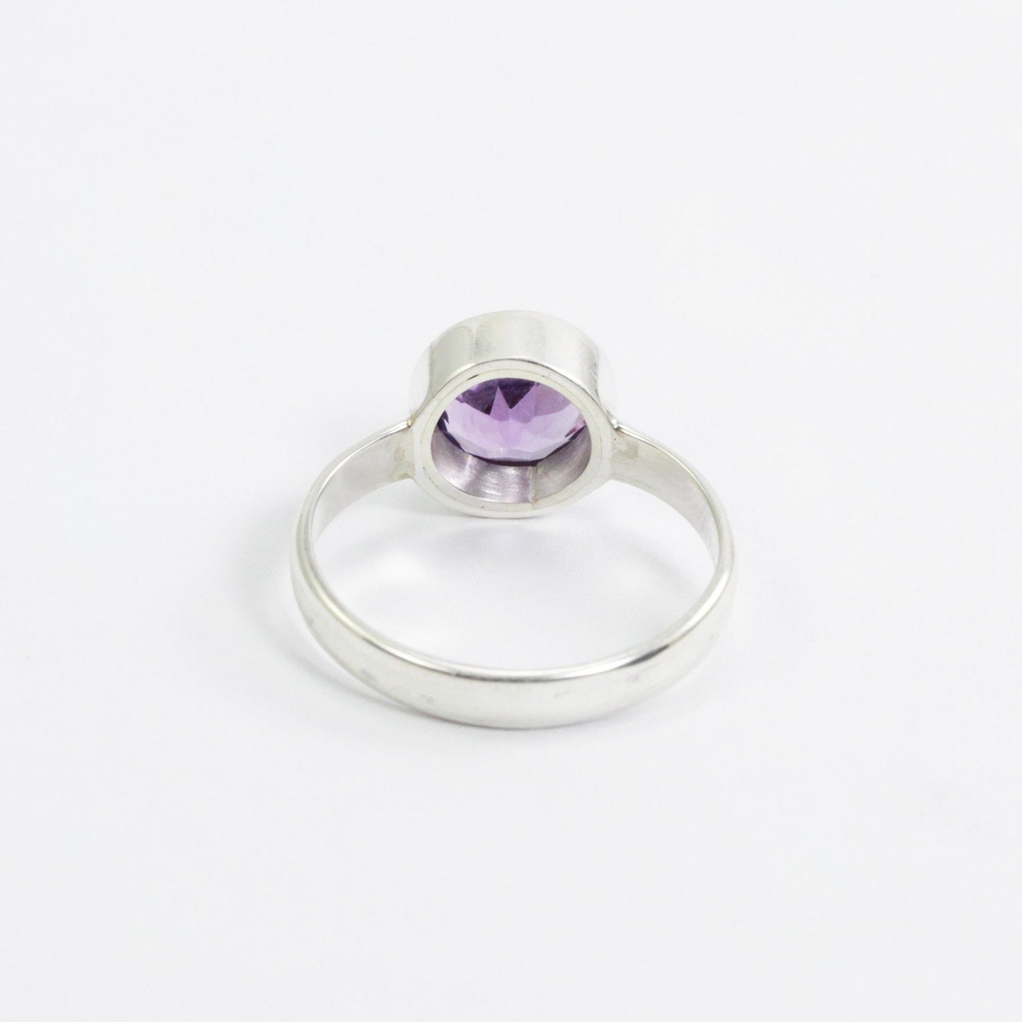 solitaire ring for women 925 sterling silver bezel set with genuine Brazilian amethyst