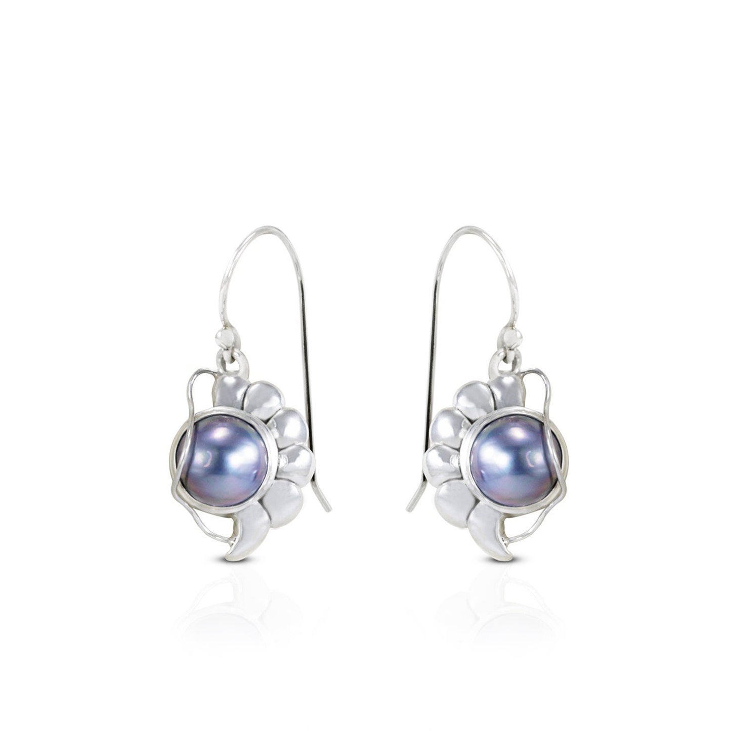 blue mabe pearl earrings 925 sterling silver with conch shell shape