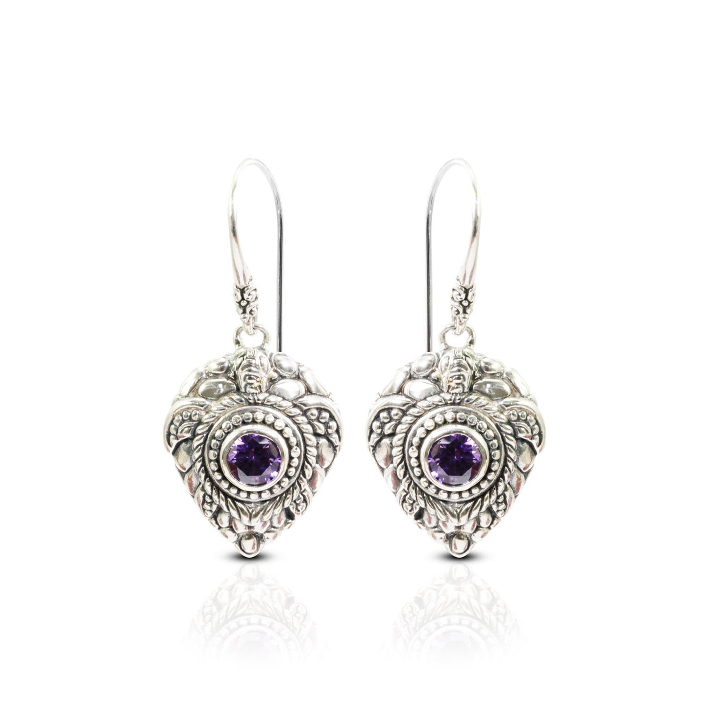 turtle earrings 925 sterling silver for women with genuine African amethyst