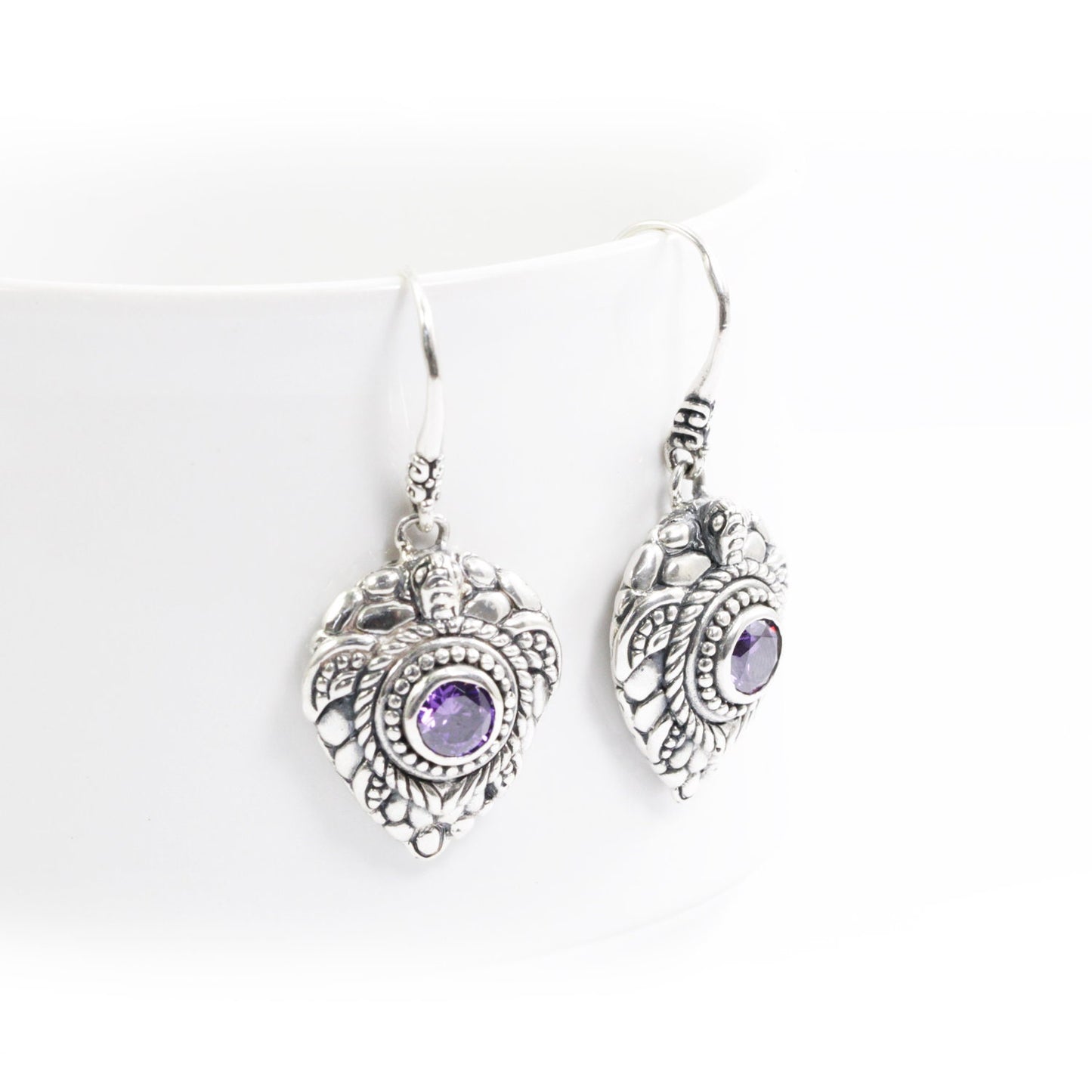 turtle earrings 925 sterling silver for women with genuine African amethyst