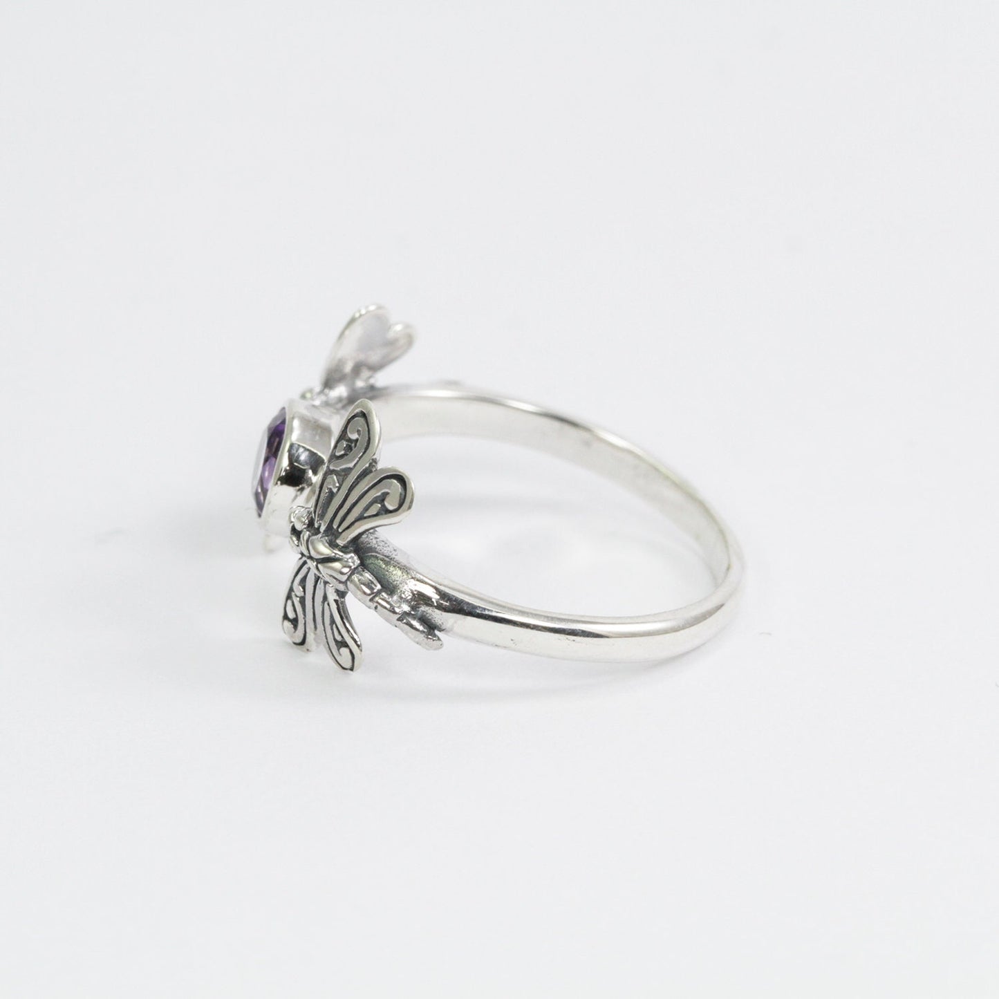 dragonfly ring 925 sterling silver with genuine Brazilian amethyst
