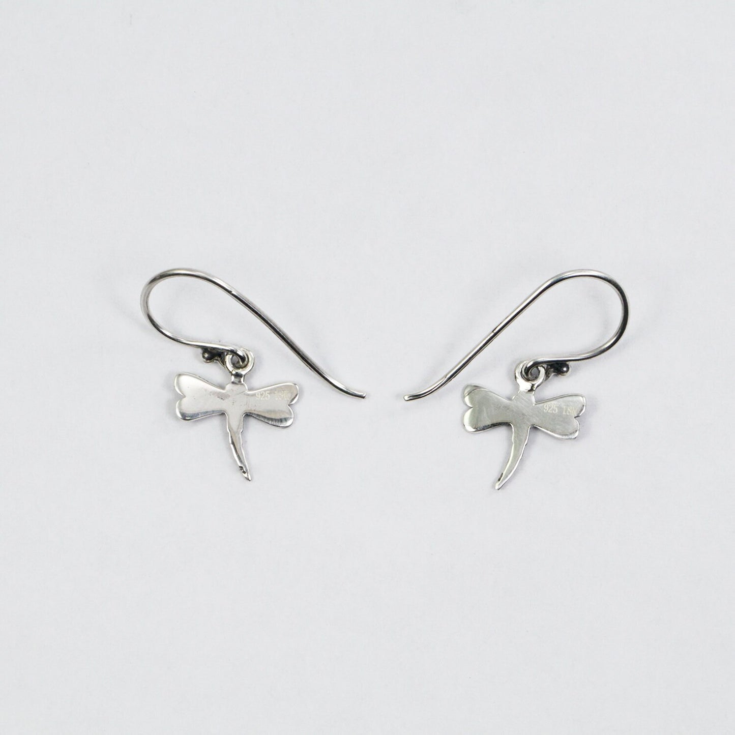 tiny dragonfly earrings 925 sterling silver decorated with swirl filigree ornament and 18 K gold layer