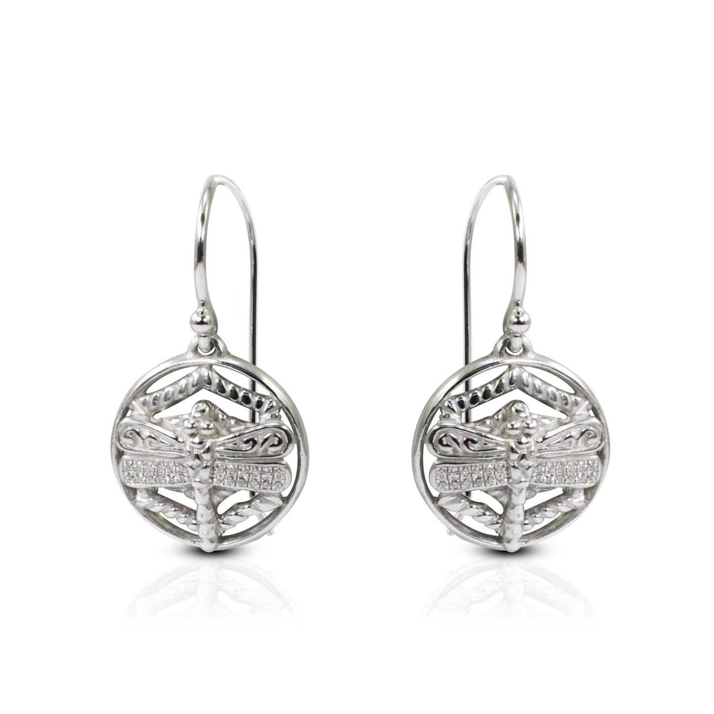 dragonfly earrings 925 sterling silver decorated with web ornament