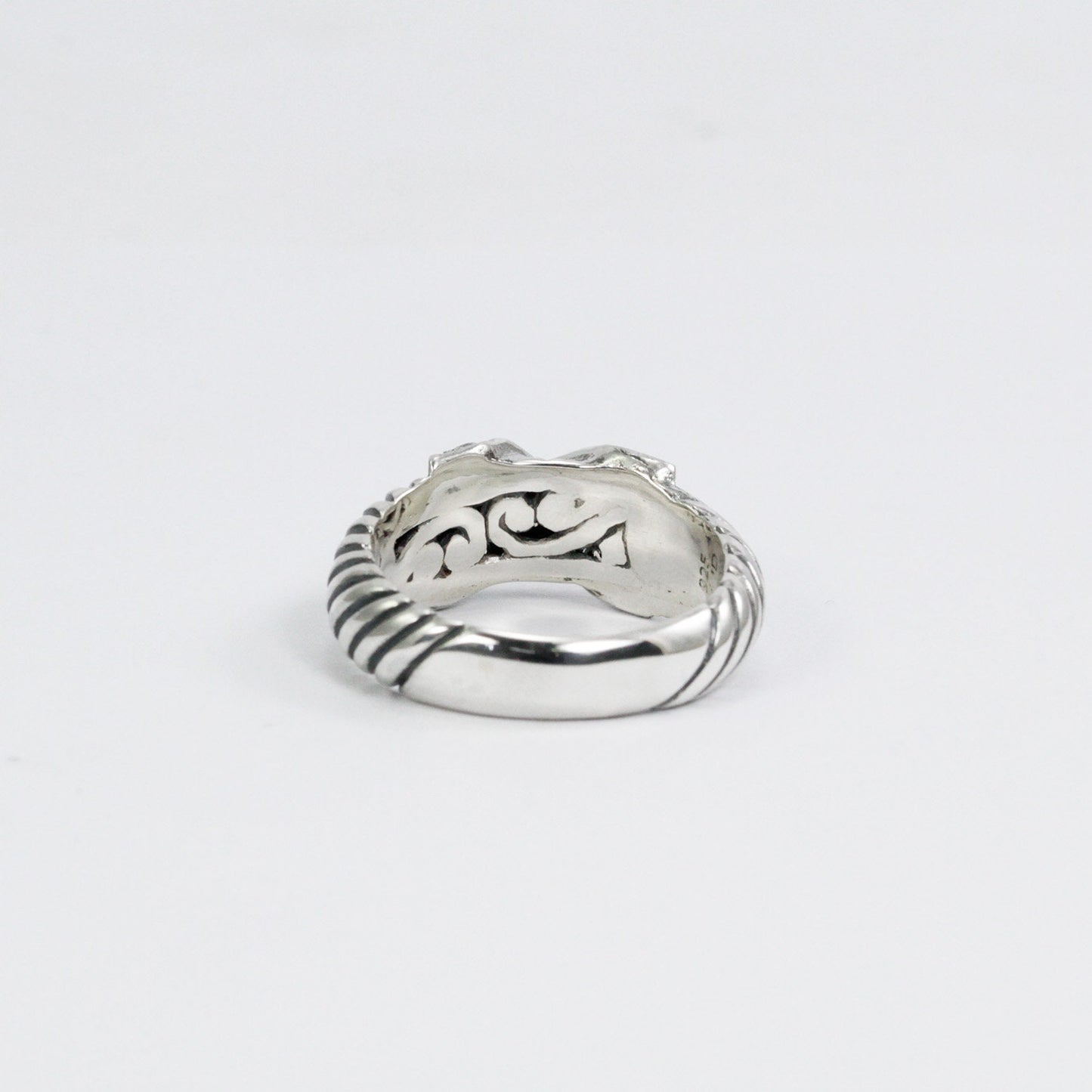 cable ring 925 sterling silver decorated with genuine white zircon