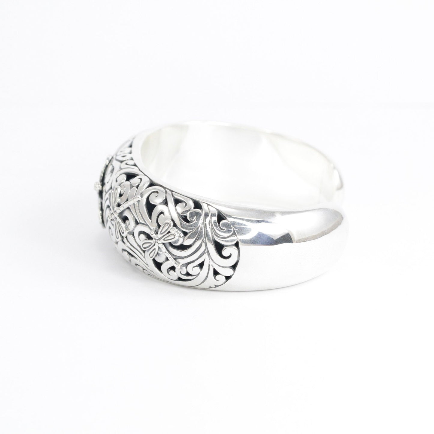 dragonfly cuff bangle 925 sterling silver decorated with beautiful open work filigree in antique finishing