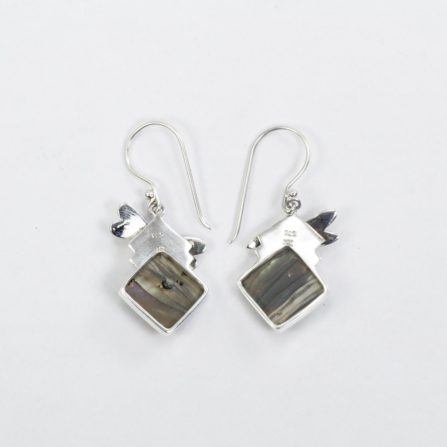 dragonfly earrings 925 sterling silver with 18K gold and natural abalone shell
