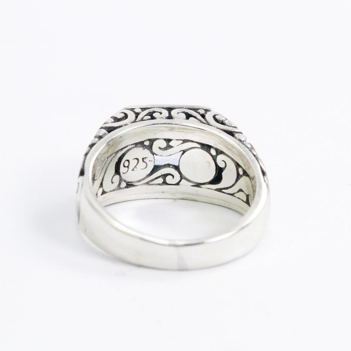Blue topaz ring 925 sterling with filigree design