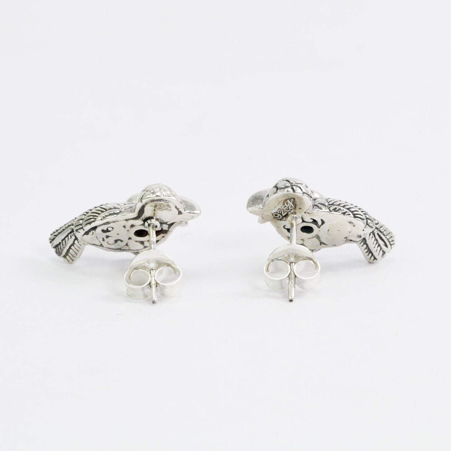 bird earrings stud 925 sterling silver with genuine blue topaz