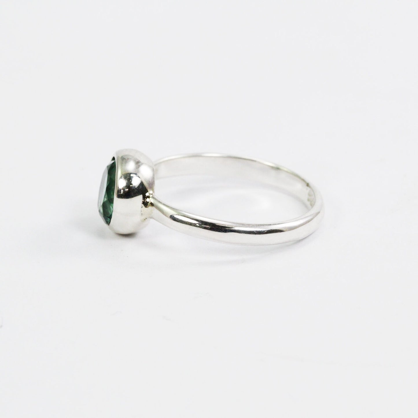 green quarts ring 925 sterling silver bezel set solitaire ring style