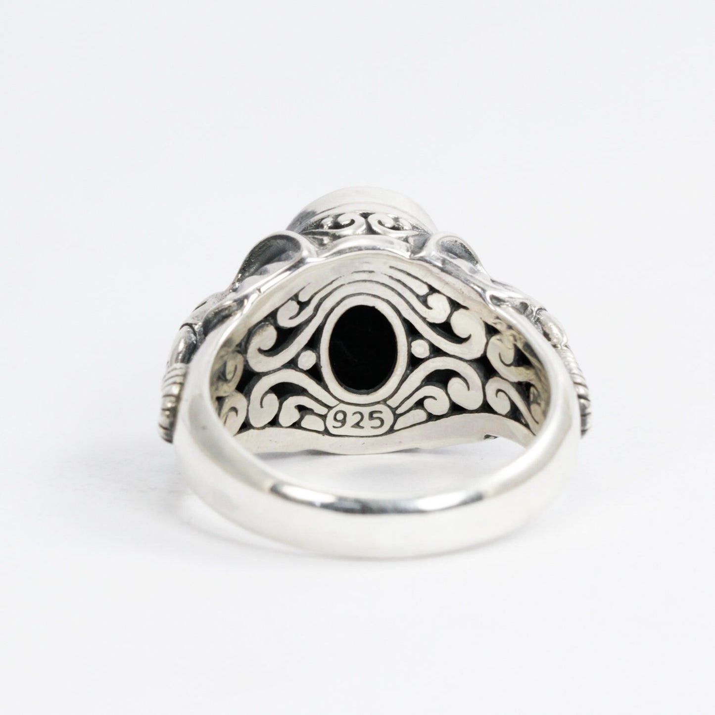elephant ring 925 sterling silver with genuine black onyx bezel set