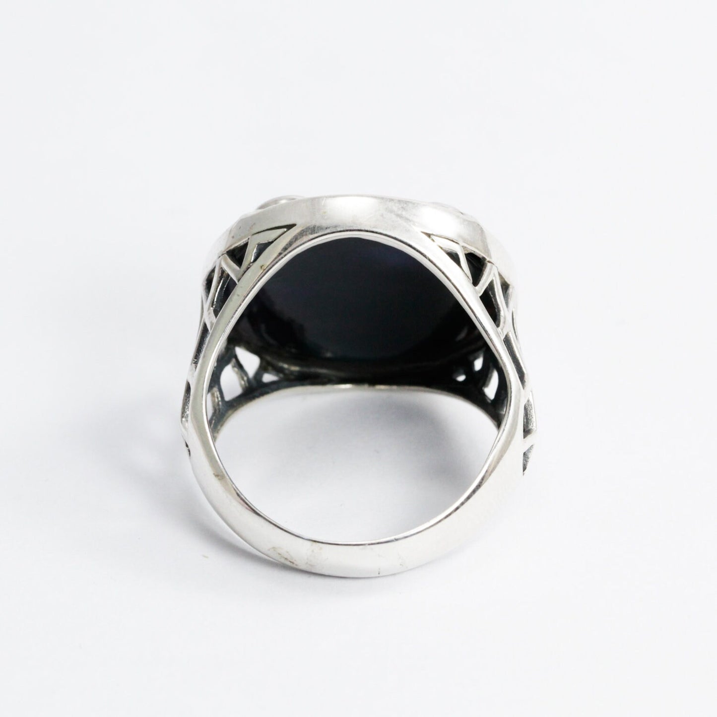 owl ring 925 sterling silver with natural garnet decorated with open work Celtic ornament