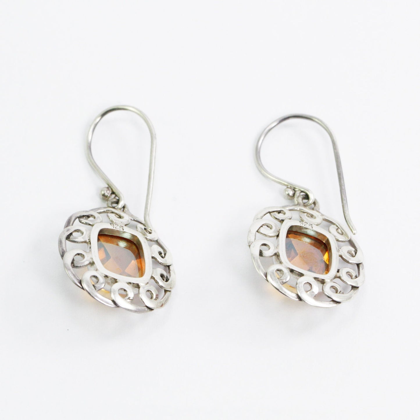 earrings with mystique topaz set in 925 sterling silver with filigree