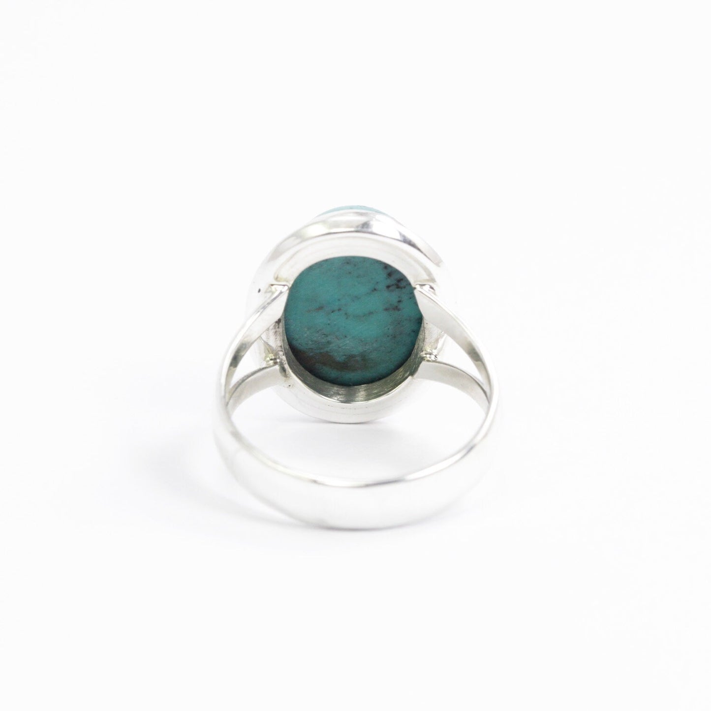Turquoise ring oval shape 925 sterling silver with split shank