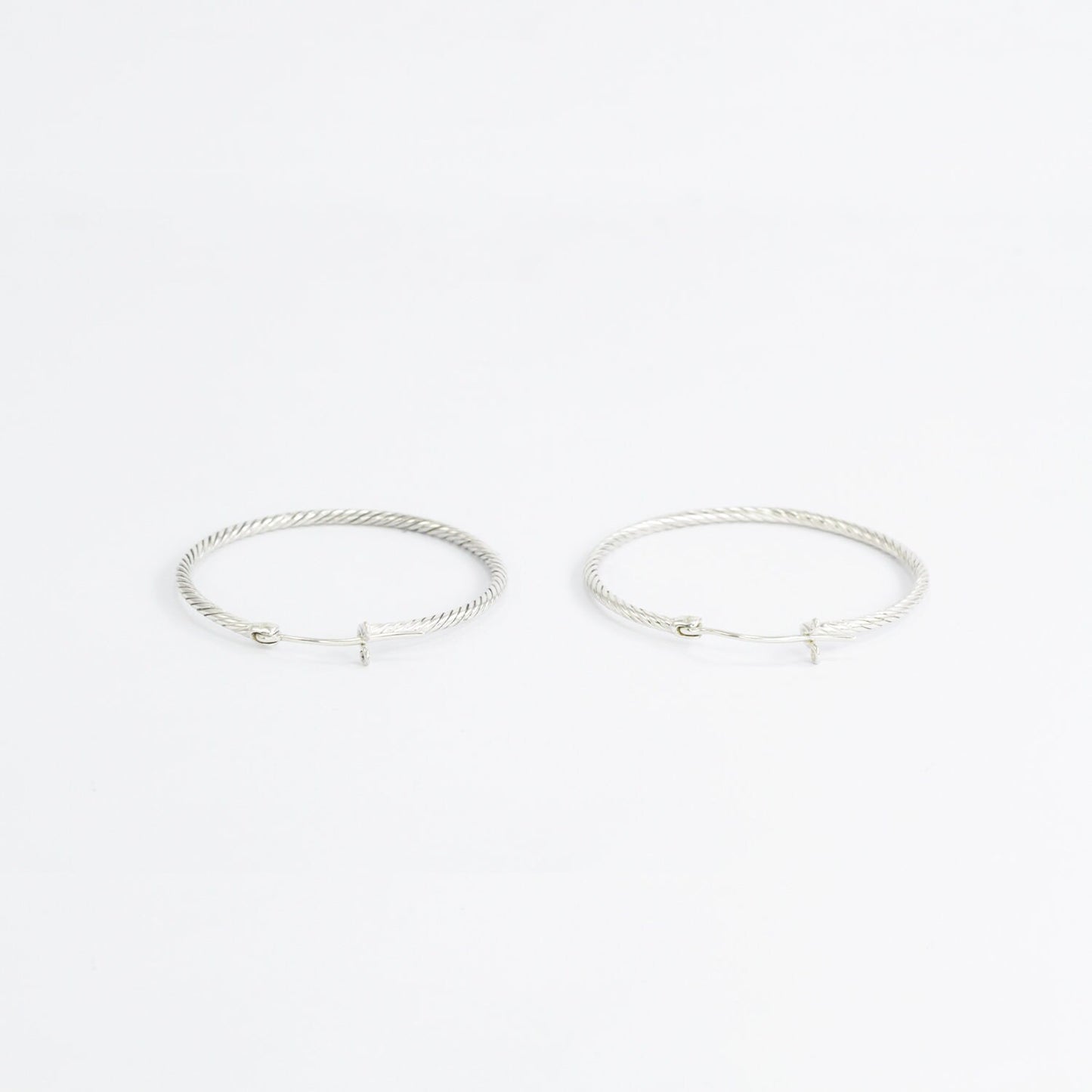 Hoop Earrings 925 sterling silver with cable style and push back closure 40 mm round