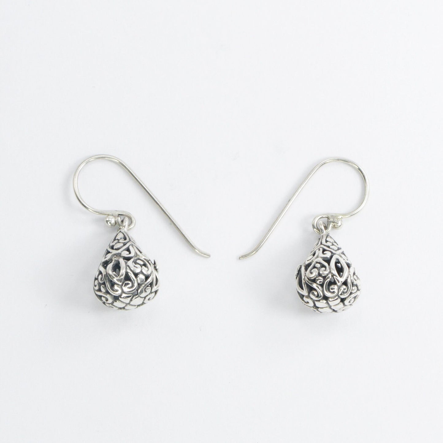 silver earrings drop full filigree ornament 925 sterling silver with antique finish