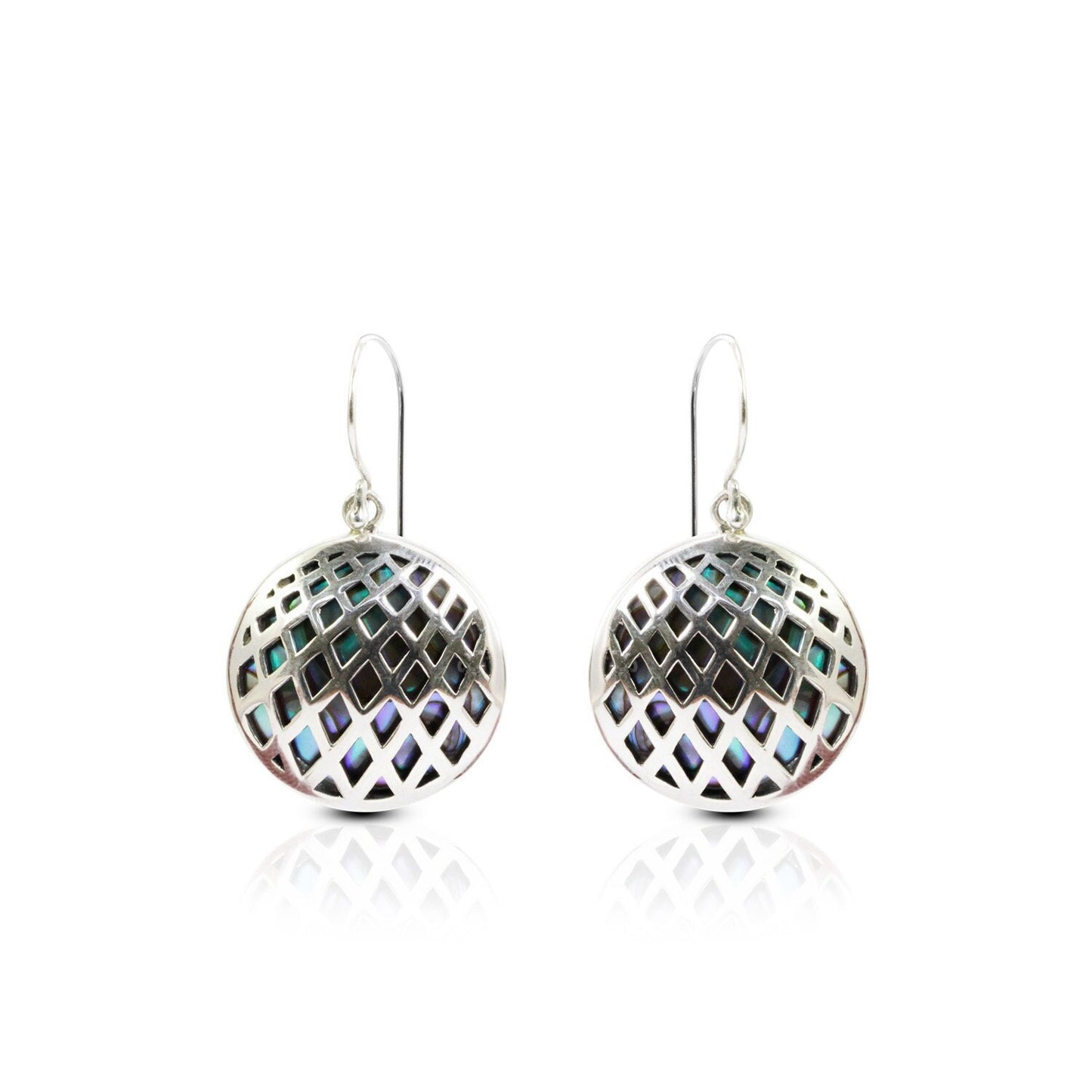 abalone shell earrings 925 sterling silver decorated with cage ornament