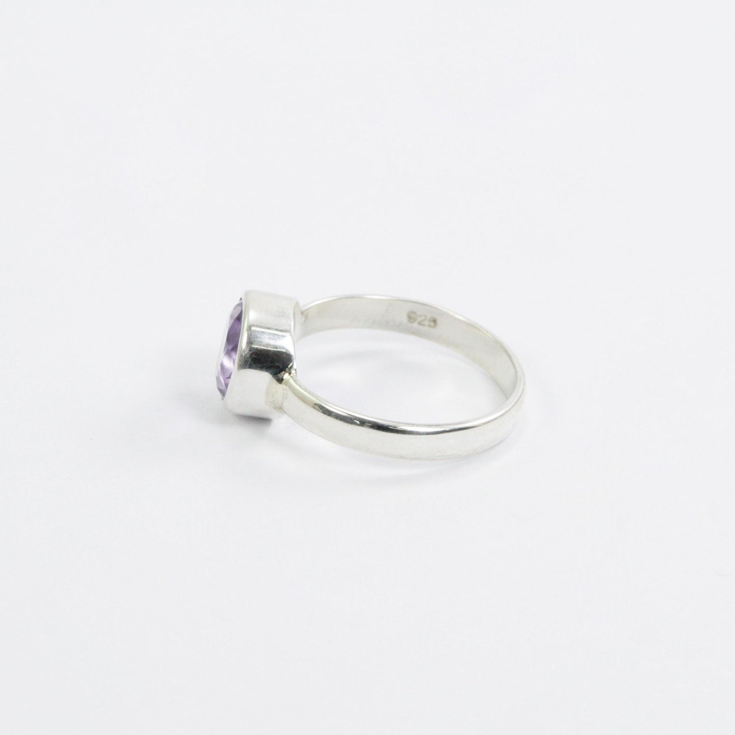 solitaire ring for women 925 sterling silver bezel set with genuine Brazilian amethyst