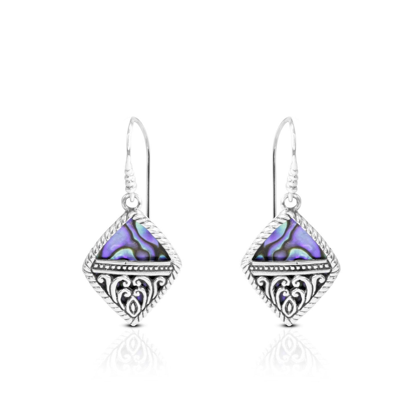 abalone shell earrings 925 sterling silver decorated with beautiful filigree open work ornament