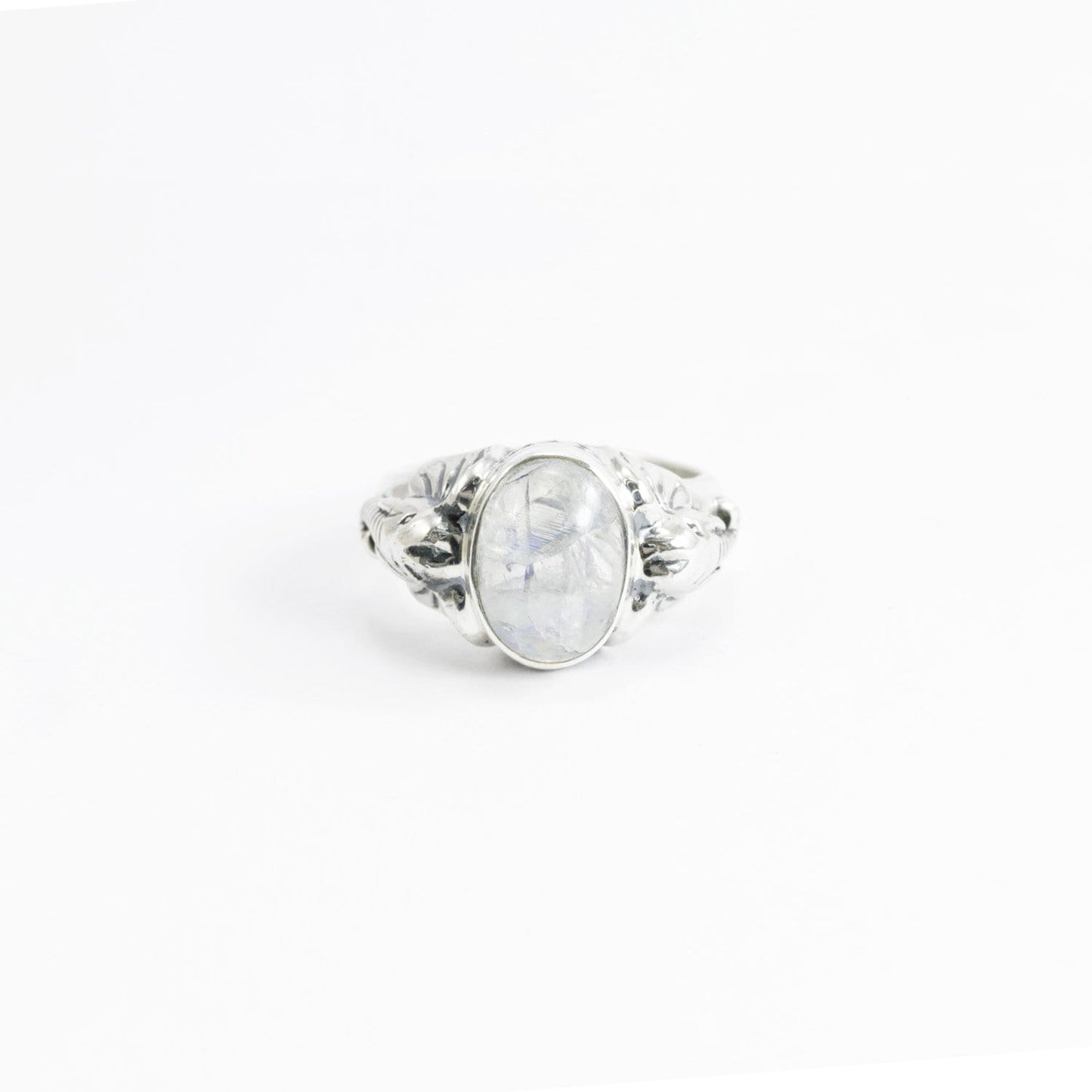 elephant ring 925 sterling silver with genuine rainbow moonstone
