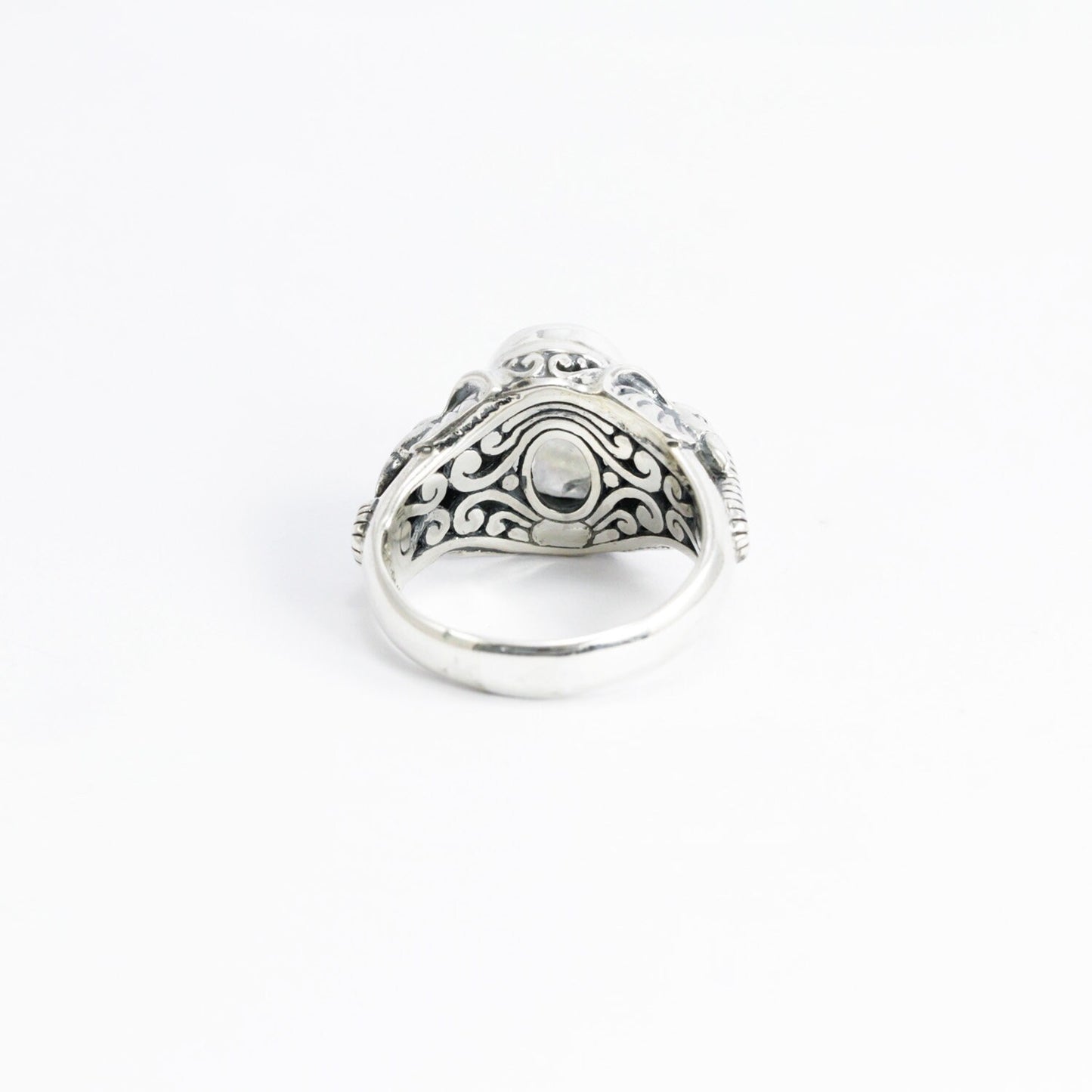 elephant ring 925 sterling silver with genuine rainbow moonstone