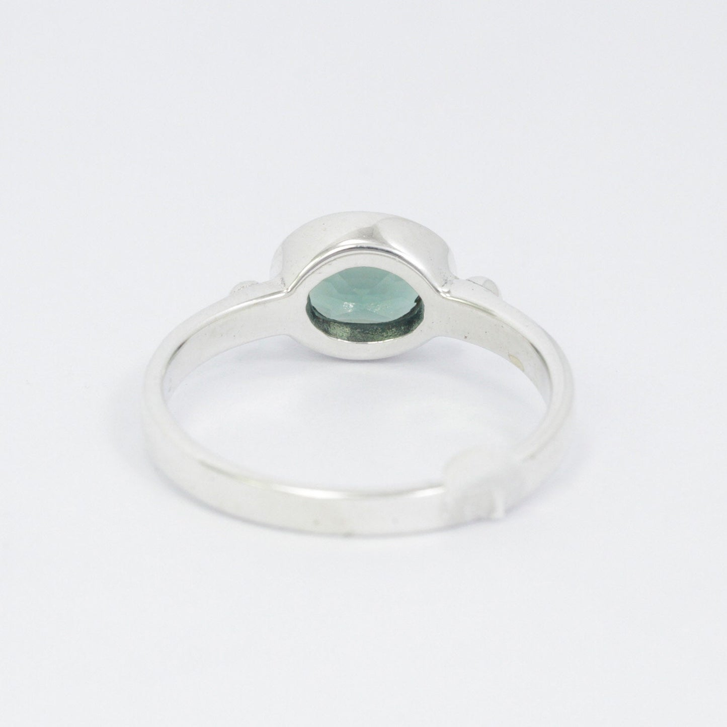 green quarts crystal ring 925 sterling silver, solitaire ring with green crystal