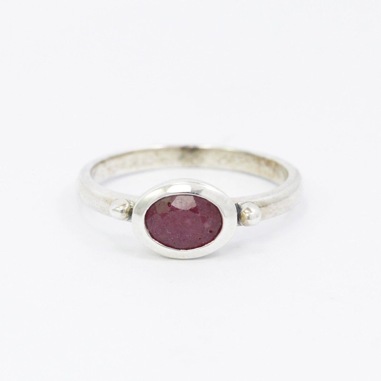 red ruby ring 925 sterling silver, solitaire ring with genuine ruby