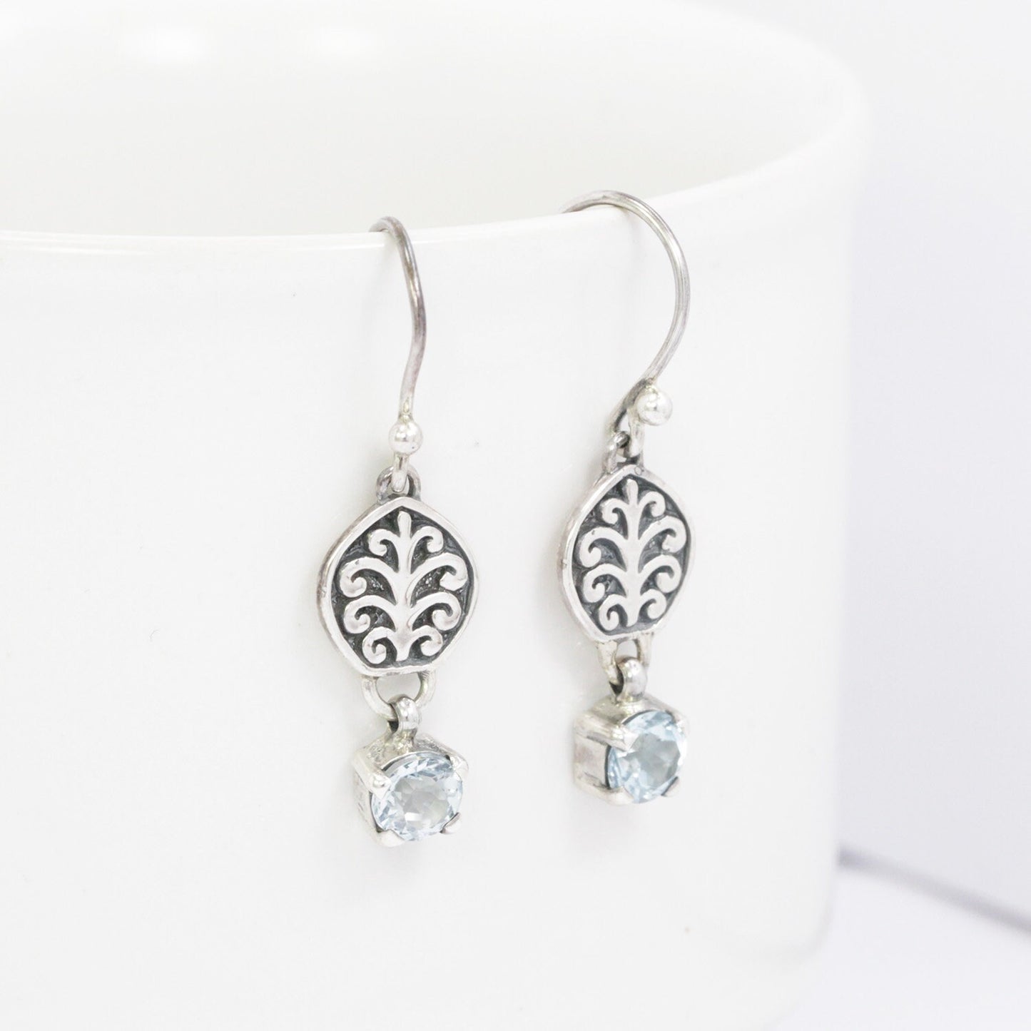 dream catcher earrings 925 sterling silver with genuine blue topaz